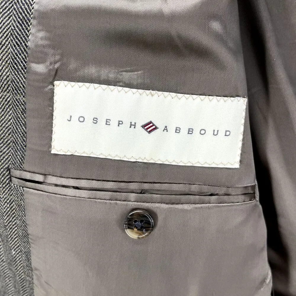 Joseph Abboud Suit Jacket Mens 42R‎ Brown Plaid Wool Two Button Coat Blazer